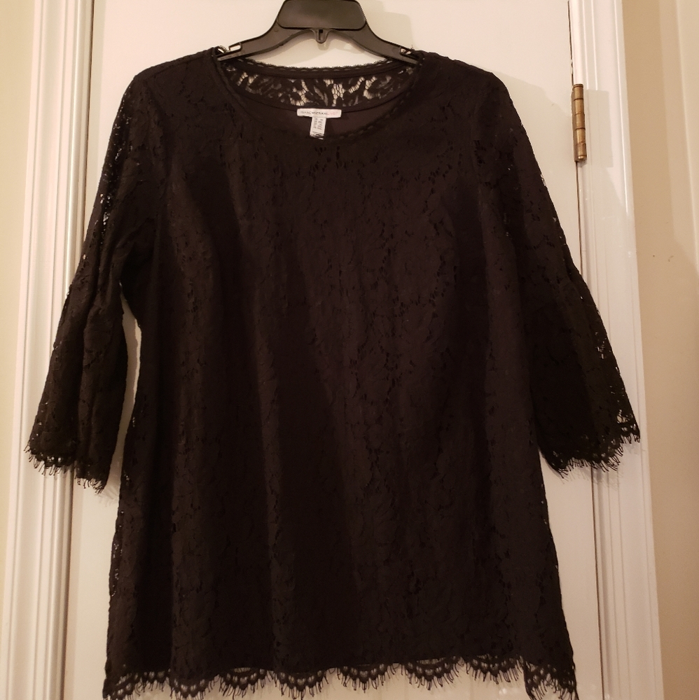Issac Mizrahi black lace top